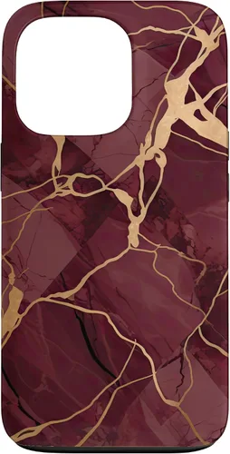 Vista 10 de iPhone 16 Burgundy and Yellow Metamorphic Pattern Case