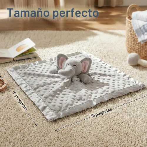 Vista 8 de Pro Goleem Manta de Seguridad de Elefante, Manta de Apego Suave Unisex Regalos para Bebés para Niños y Niñas Juguete de Abrazo Animal de Peluche