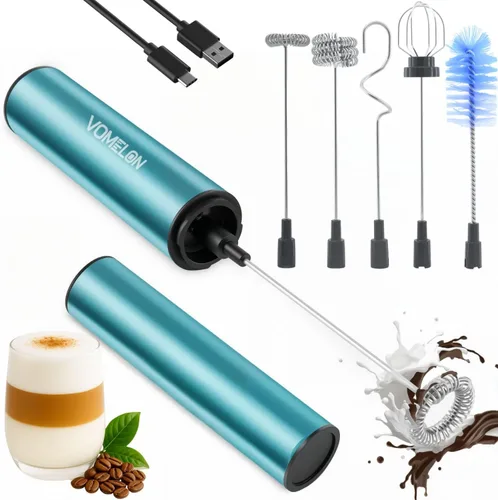 Vista 12 de Espumador de leche recargable de mano, espumador eléctrico de mano, mezclador de bebidas para café, lattes, capuchino y huevo, acero inoxidable