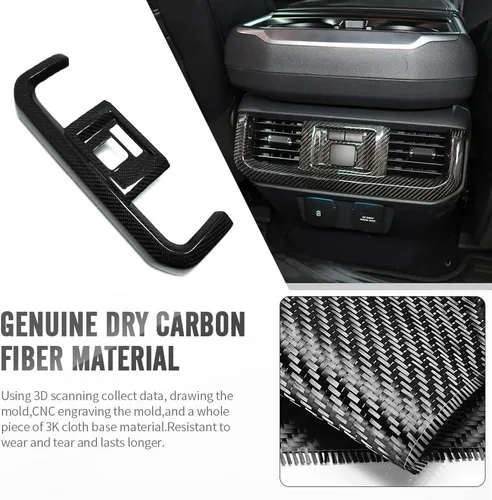 Vista 4 de Bisel de aire acondicionado trasero de fibra de carbono auténtica para Ford F-150 F150 Raptor Limited Lariat Off-Road Truck 2021 2022 2023 2024