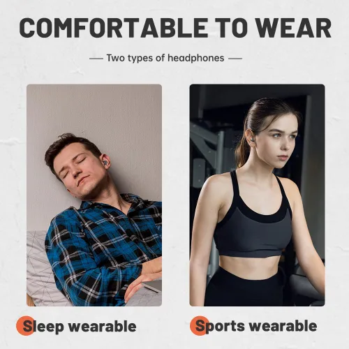 Vista 6 de Dos pares de mini auriculares Bluetooth invisibles, cómodos auriculares inalámbricos para dormir, con micrófono, auriculares impermeables IPX5