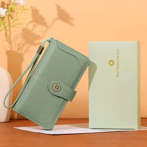Vista 6 de FALAN MULE Cartera de cuero para mujer, de gran capacidad, bifold, con bloqueo RFID, tarjetero con bolsillo para monedas con cremallera