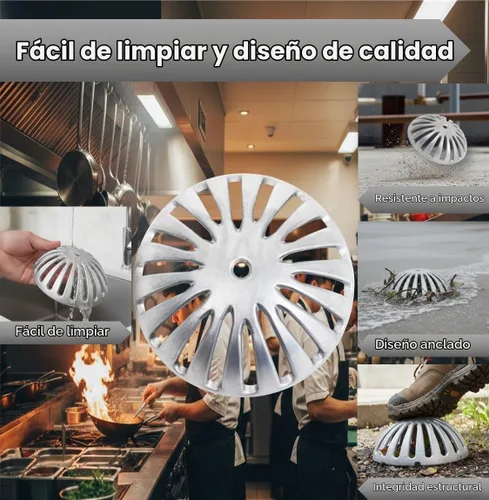 Vista 6 de Leyso Cubierta de drenaje de suelo de cúpula de aluminio resistente y colador de drenaje, cubierta de drenaje extraíble para exteriores, colador