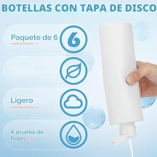 Vista 3 de Paquete de 6 botellas de champú de plástico de 16 onzas con 6