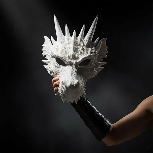 Vista 7 de LUOZZY 3 máscaras de dragón blanco Animal Skull Cosplay Halloween Party Costume