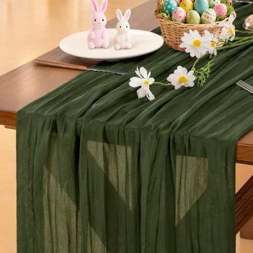 Vista 53 de Socomi - Camino de mesa de gasa, estilo bohemio y rústico, para primavera, Pascua, bodas, fiestas, baby showers y decoración, 120 pulgadas/10 pies