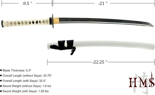 Vista 4 de HMS Espada samurai wakizashi japonesa, Warrior Tsuba, acero al carbono 1045, forjado a mano templado por calor, espiga completa, afilada