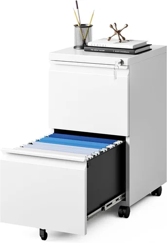 Vista 23 de MIIIKO - Archivador de 3 cajones con cerradura, archivadores verticales de metal negro para oficina en casa, archivadores completamente ensamblados