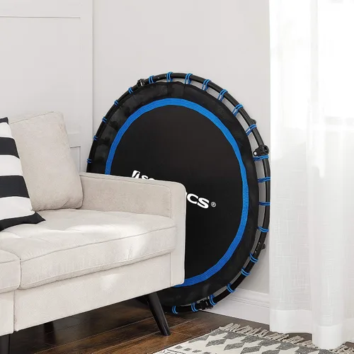 Vista 8 de SONGMICS Mini trampolín de fitness de 40 pulgadas, rebote de fitness con pasamanos ajustable, trampolín plegable para entrenamiento en casa, carga