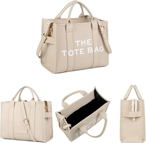 Vista 8 de Bolso de mano para mujer, bolso grande de piel sintética, bolso de mano personalizado de moda