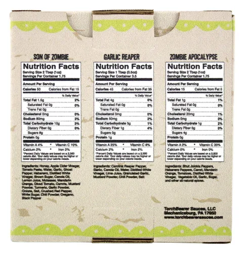 Vista 2 de Torchbearer Sauces Best-Sellers Mini juego de regalo de salsa picante, 1.7 onzas, paquete de 3 – Zombie Apocalypse, Garlic Reaper, Son of Zombie