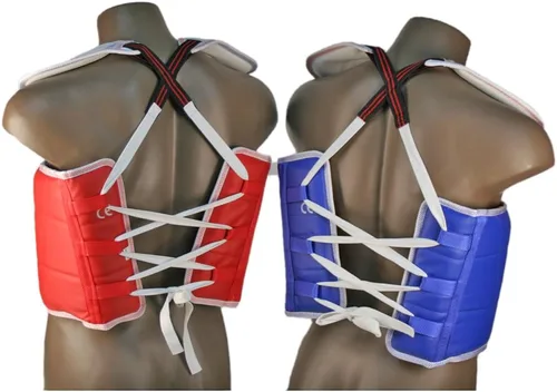 Vista 4 de Protector de pecho reversible sólido de taekwondo estilo olímpico de pino