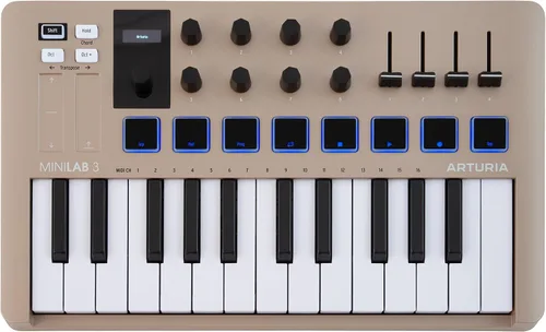 Vista 12 de Arturia MiniLab Controlador de teclado MIDI USB de 3 a 25 teclas con 8 almohadillas de batería multicolor, 8 perillas y software de producción