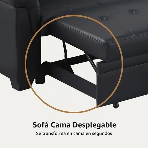 Vista 8 de Lilola Home Lucca - Sofá cama modular reversible de 84 pulgadas con cama Negro