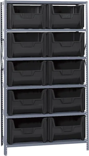 Vista 327 de Quantum QSBU-245BK Heavy Duty Shelving Unit with (7) Shelves and (24) QUS245 Black Bins for Garage Warehouse Storage Distribution 400 lb Load
