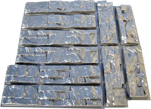 Vista 4 de Moldes de hormigón DIY Juego de 10 moldes de plástico para pared de yeso de hormigón, piedra de cemento apilado, molde de paredes de piedra apiladas