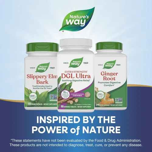 Vista 7 de Nature's Way Extracto premium DGL Ultra, 75 mg por porción, 90 masticables, sabor a chocolate alemán