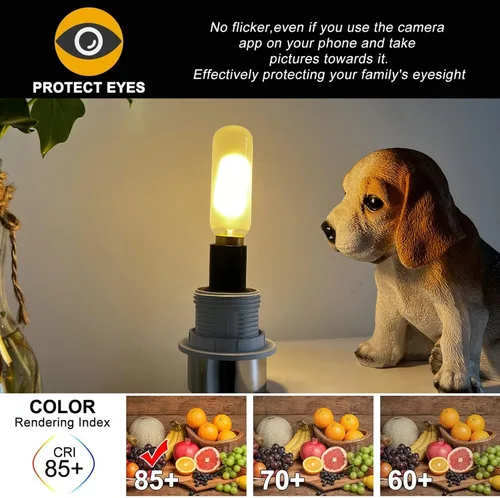 Vista 6 de Bombilla LED T6 esmerilada E12 regulable Edison 25W blanco suave 3000K E12 bombillas incandescentes equivalentes a T6.5 bombilla de filamento LED