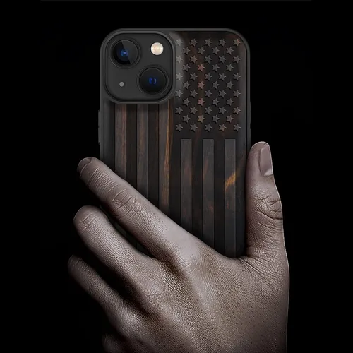 Vista 2 de Carveit Funda magnética de madera para iPhone 13 [madera real dura y TPU suave] Funda protectora híbrida de madera única y elegante a prueba