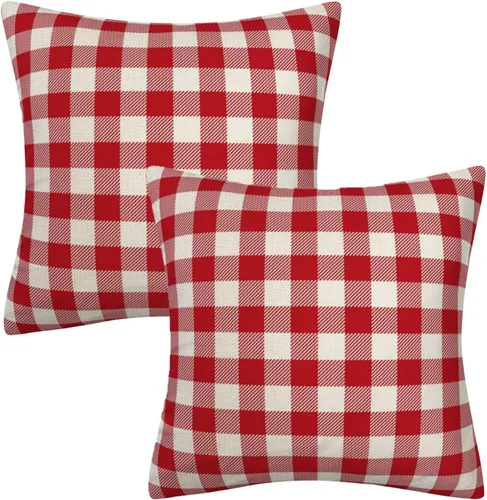 Vista 7 de Fundas de almohada decorativas rústicas de Aqua y blanco a cuadros estilo búfalo para sofá, funda de almohada para granja, decoración