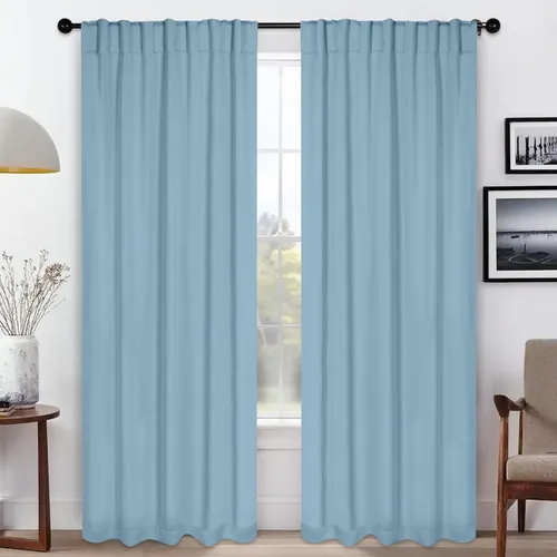 Vista 13 de BLUENILEMILLS Paneles de cortinas opacas para oscurecer la habitación con bolsillo para barra/pestañas traseras, cortinas perfectas para ventanas