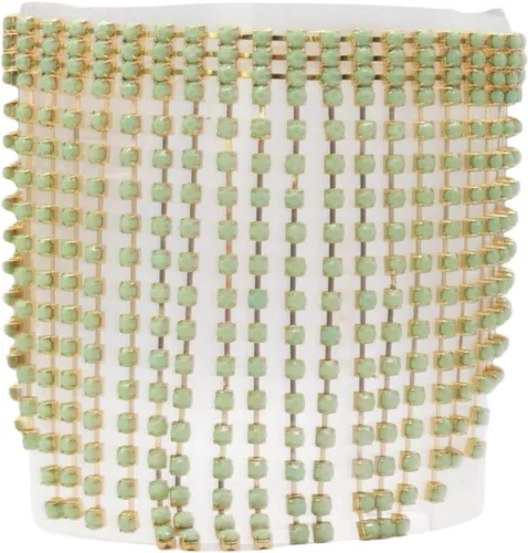 Vista 4 de Pulsera de botas de moda occidental para mujer, cadena de metal dorado brillante, cuentas de color verde azulado y menta