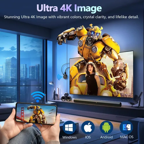 Vista 2 de MpioLife True 4K Wireless Display Adapter, Plug & Play, HDMI Dongle 5G+2.4G Wireless Screen Mirroring Cast from Smartphone Tablet Laptop PC to