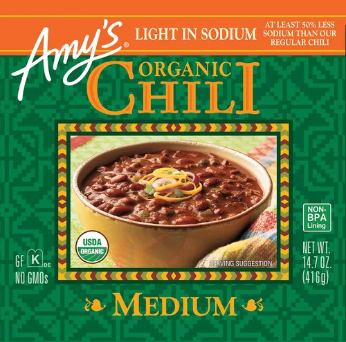 Vista 3 de Amy's Chilis, Chili orgánico medio ligero en sodio, 14.7 onzas