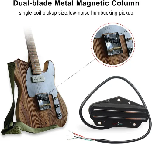 Vista 3 de SAPHUE Pastilla de puente de doble riel para guitarra eléctrica Telecaster Negro con plata