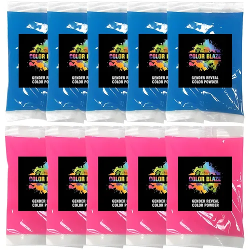 Vista 11 de Color Blaze Paquetes de polvo de color para revelación del género del bebé, 2.65 oz cada uno, 10 paquetes de polvo de color azul para niños