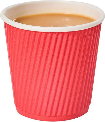 Vista 22 de Tazas para café de papel aislado, pared ondulada, kraft, 12 onzas - Caja de 25 unidades - tapas a juego: RWA0360B, RWA0360W, RWA0328LG, RWA0328GR