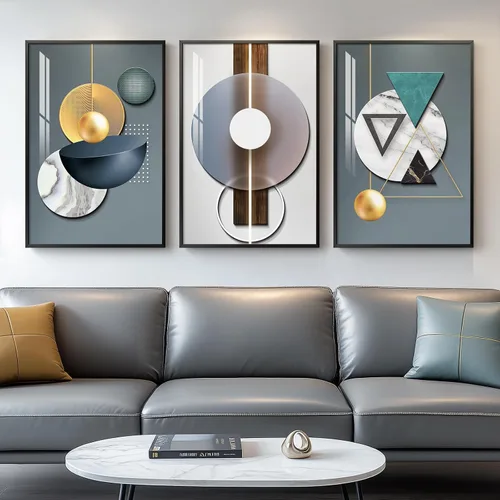 Vista 30 de Arte de pared moderno enmarcado en blanco y negro, 3 piezas de impresiones contemporáneas grandes para paredes, juego de 3 imágenes de hojas doradas