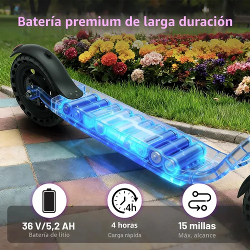 Vista 6 de Aovowheel Scooter eléctrico para adultos, plegable E Scooter Conmuting Púrpura-negro