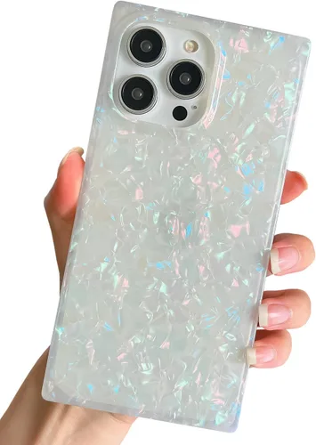 Vista 25 de Funda compatible con iPhone 14 Pro con borde rectangular, bonita funda protectora de lujo con pintura al óleo y flores para mujeres y niñas, funda