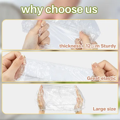 Vista 3 de Sukh 100 fundas reutilizables para tazones, gruesas y resistentes, fundas elásticas para alimentos, elásticas, reutilizables, desechables