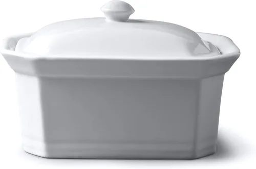 Vista 8 de WM Bartleet & Sons 1750 Plato de mantequilla/terrina con tapa, porcelana, color blanco