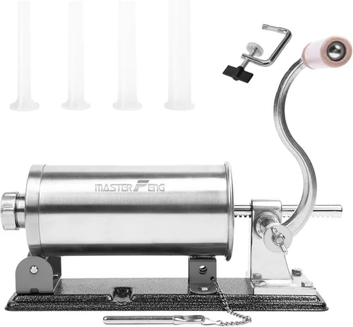 Vista 10 de 2.5 LBS Sausage Stuffer Horizontal Stainless Steel Stuffing Maker Machine Packed with 8 Stuffing Funnels and 1 Silicone Piston