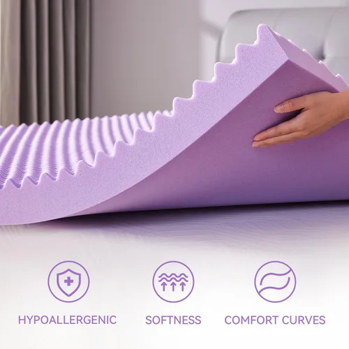 Vista 4 de SINWEEK Cubrecolchón de Espuma Viscoelástica con Diseño de Huevera de 1.5 Pulgadas Tamaño Individual, Almohadilla de Colchón Suave para Alivio