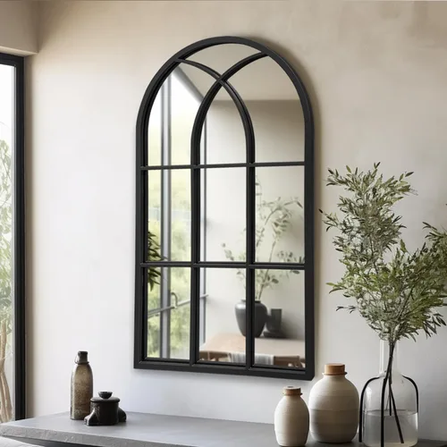 Vista 15 de Dewfig Espejo de Pared con Ventana Arqueada, 30"x20" Espejos de Panel de Ventana, Espejos de Tocador para Baño, Dormitorio, Entrada, Sala de Estar