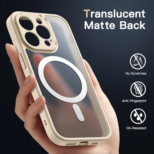 Vista 4 de JETech Funda magnética para iPhone 13 Pro de 6.1 pulgadas, compatible con MagSafe, lente de cámara trasera translúcida mate, protección completa