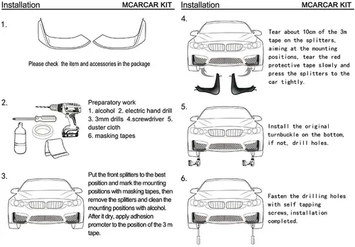 Vista 6 de Divisores de parachoques de fibra de carbono para BMW Serie 1 E82 1M Coupé 2011-2018 Aletas de parachoques Canards salida de fábrica