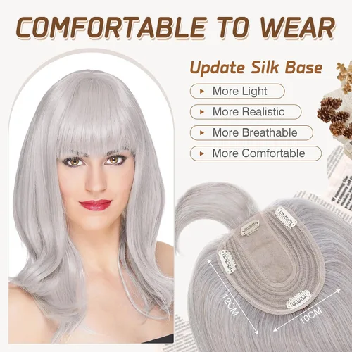 Vista 114 de Rich Choices Pelucas con topper de cabello para mujeres, cabello humano real 100% Remy, sin flequillo, para mujeres con adelgazamiento en la parte