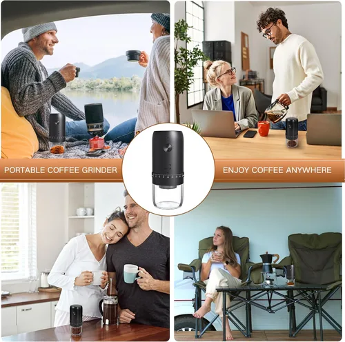 Vista 7 de Molinillo eléctrico portátil de granos de café, rebabas cónicas de cerámica mejoradas con 40 niveles externos ajustables finos a ajustes gruesos