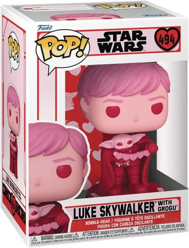 Vista 3 de POP Star Wars: Valentines - Luke Skywalker & Grogu Funko Pop! Figura de vinilo (paquete con funda protectora compatible con caja pop), multicolor