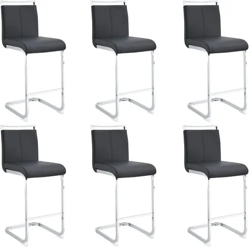 Vista 14 de gopop Juego de 2 taburetes de bar de altura de mostrador con respaldo, taburetes de cocina de cuero sintético negro con patas de metal recubierto