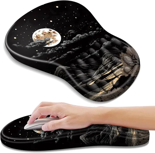 Vista 10 de YIWEI Alfombrilla de mouse ergonómica con soporte para muñeca, alfombrilla de mouse de espuma viscoelástica de gel para teclado de computadora
