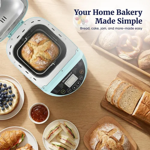 Vista 7 de Elite Gourmet - Máquina para hacer pan programable, 2 libras, 3 tamaños, 19 preajustes, menta Cuenta con ajustes preestablecidos sin gluten, masa