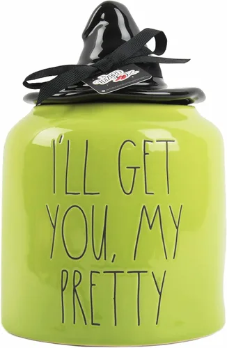 Vista 5 de Rae Dunn Wizard of OZ "I'LL GET YOU, MY Pretty" Tarro de galletas con tapa de sombrero de bruja