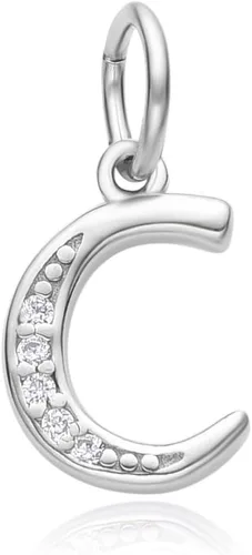 Vista 6 de Adabele Auténtica plata de ley brillante A-Z 26 letras pequeñas del alfabeto con circonita cúbica, colgante de diamantes de imitación resistente al