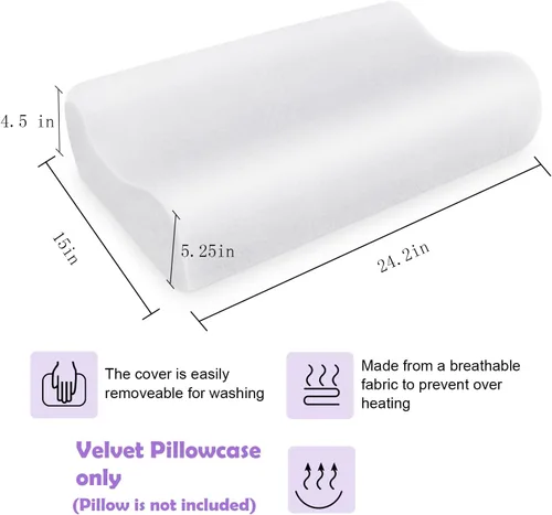 Vista 4 de ZGH-101 - Funda de espuma viscoelástica, funda de terciopelo para el dolor para dormir, soporte cervical de cuello para personas que duermen